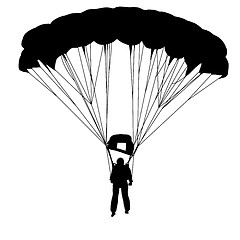 Image showing Skydiver, silhouettes parachuting vector illustration