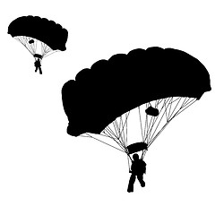 Image showing Skydiver, silhouettes parachuting vector illustration