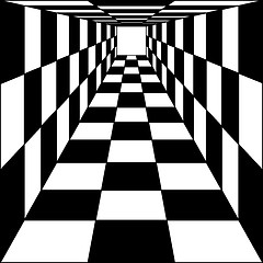 Image showing abstract background, chess corridor tunnel. Vector illustration.