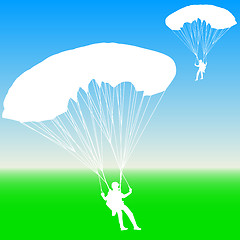 Image showing Skydiver, silhouettes parachuting vector illustration