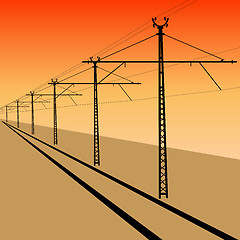 Image showing Railroad overhead lines. Contact wire. Vector illustration.