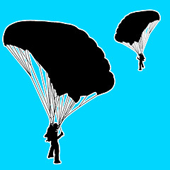 Image showing Skydiver, silhouettes parachuting vector illustration