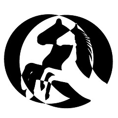 Image showing rearing up horse  vector silhouette