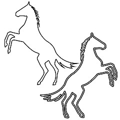 Image showing rearing up horse  vector silhouette