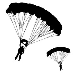 Image showing Skydiver, silhouettes parachuting vector illustration