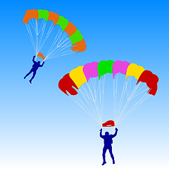 Image showing Skydiver, silhouettes parachuting vector illustration