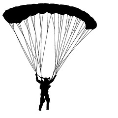 Image showing Skydiver, silhouettes parachuting vector illustration