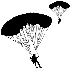 Image showing Skydiver, silhouettes parachuting vector illustration