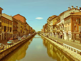 Image showing Retro looking Naviglio Grande, Milan