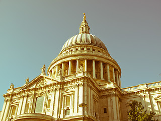 Image showing Retro looking St Paul Cathedral, London