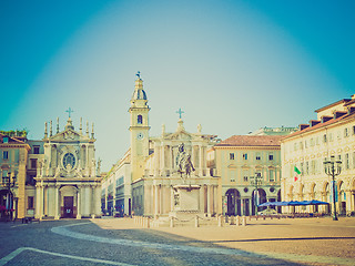 Image showing Retro look Piazza San Carlo, Turin