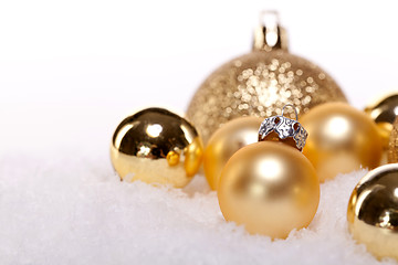 Image showing festive golden christmas decoration isolated 