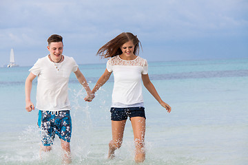 Image showing young happy couple in summer holiday vacation summertime