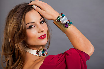 Image showing attractive brunette woman with glamour jewellry