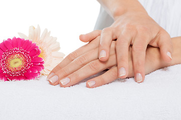 Image showing manicure making in beauty spa salon 