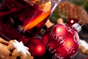 Image showing fresh tasty christmas cinnamon cookies and sticks decoration 