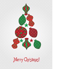 Image showing Vector card with Christmas balls and toys on vintage background