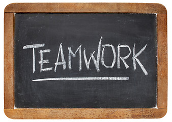Image showing teamwork word on blackboard