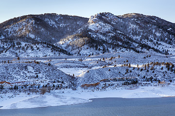 Image showing mountain lake in winter scenery