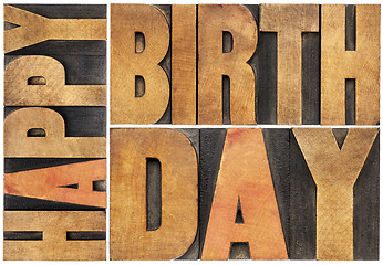 Image showing happy birthday in wood type