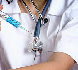 Image showing Portrait of a young doctor with stethoscope.