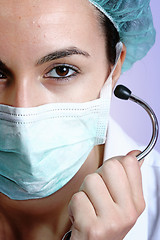 Image showing Young doctor with stethoscope.