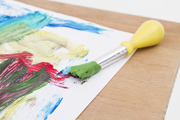 Image showing green paint with brush