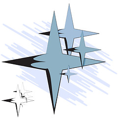 Image showing Vector illustration. Group of four-pointed star