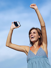 Image showing happy woman with mobile phone