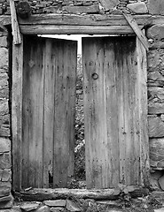 Image showing Black and white door. Fikardou. Cyprus