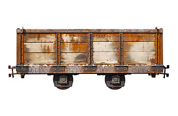 Image showing Vintage rusty car for the narrow-gauge railway