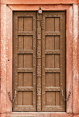Image showing Old wooden door - part of Indian architecture