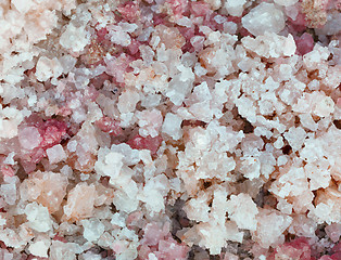 Image showing Natural salt with pink crystals close-up