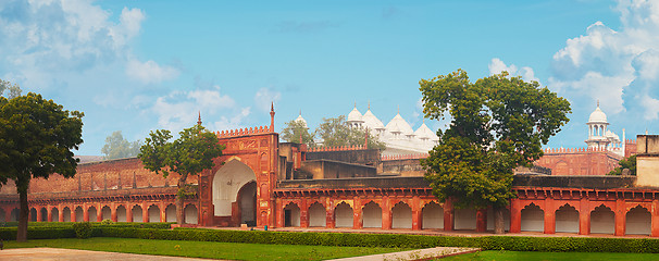 Image showing Red Fort. India, Agra. Panorama