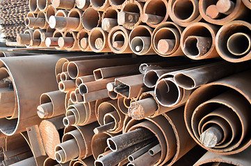 Image showing Stack of Steel Pipes