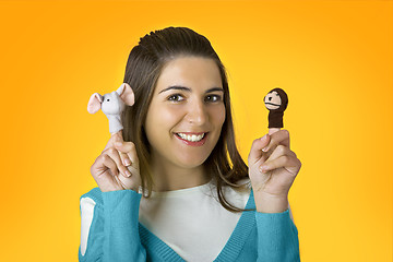 Image showing Woman with puppets