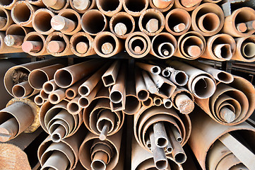 Image showing Stack of Steel Pipes