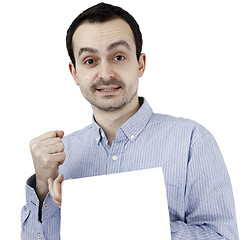 Image showing Man holding a paper