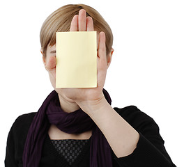 Image showing Woman and post it