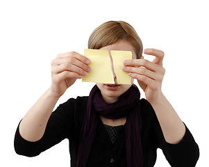 Image showing Woman and post it