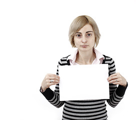 Image showing Woman holding a paper