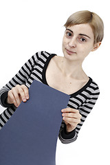 Image showing Woman holding a paper