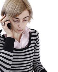 Image showing Woman talking on phone