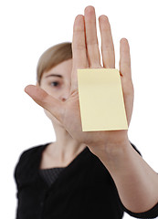 Image showing Woman and post it