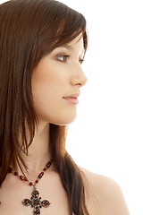 Image showing lovely brunette with cross