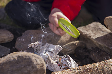 Image showing Fire with magnifying glass