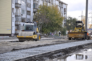 Image showing The special equipment on a construction of roads. Skating rink, 