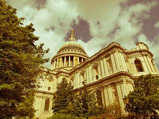 Image showing Retro looking St Paul Cathedral, London