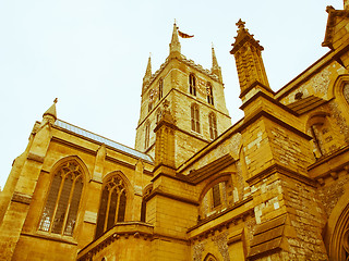 Image showing Retro looking Southwark Cathedral, London