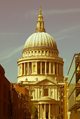 Image showing Retro looking St Paul Cathedral, London